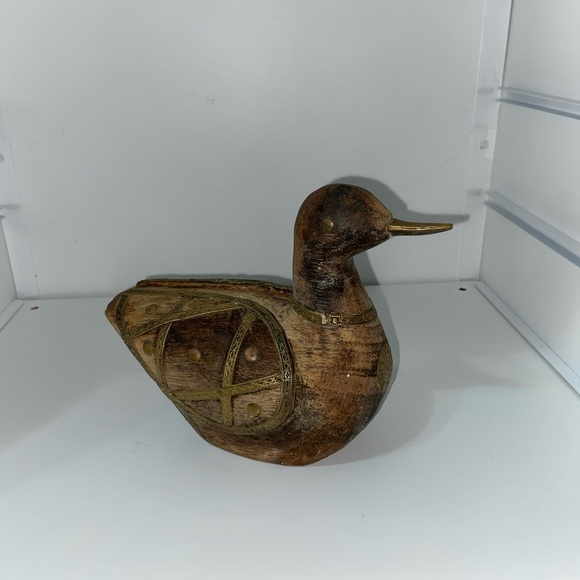 Hand carved wood and brass ducks - Picture 2 of 9